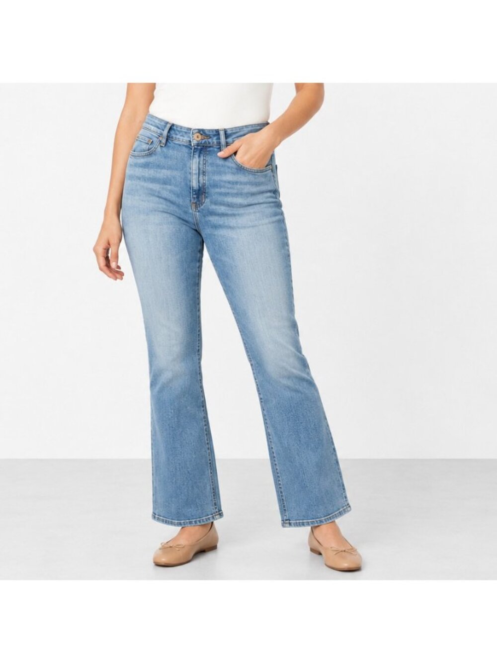 J. Jill Jeans Womens 14 Relaxed Demi Boot Cut Light Wash Stretch Denim